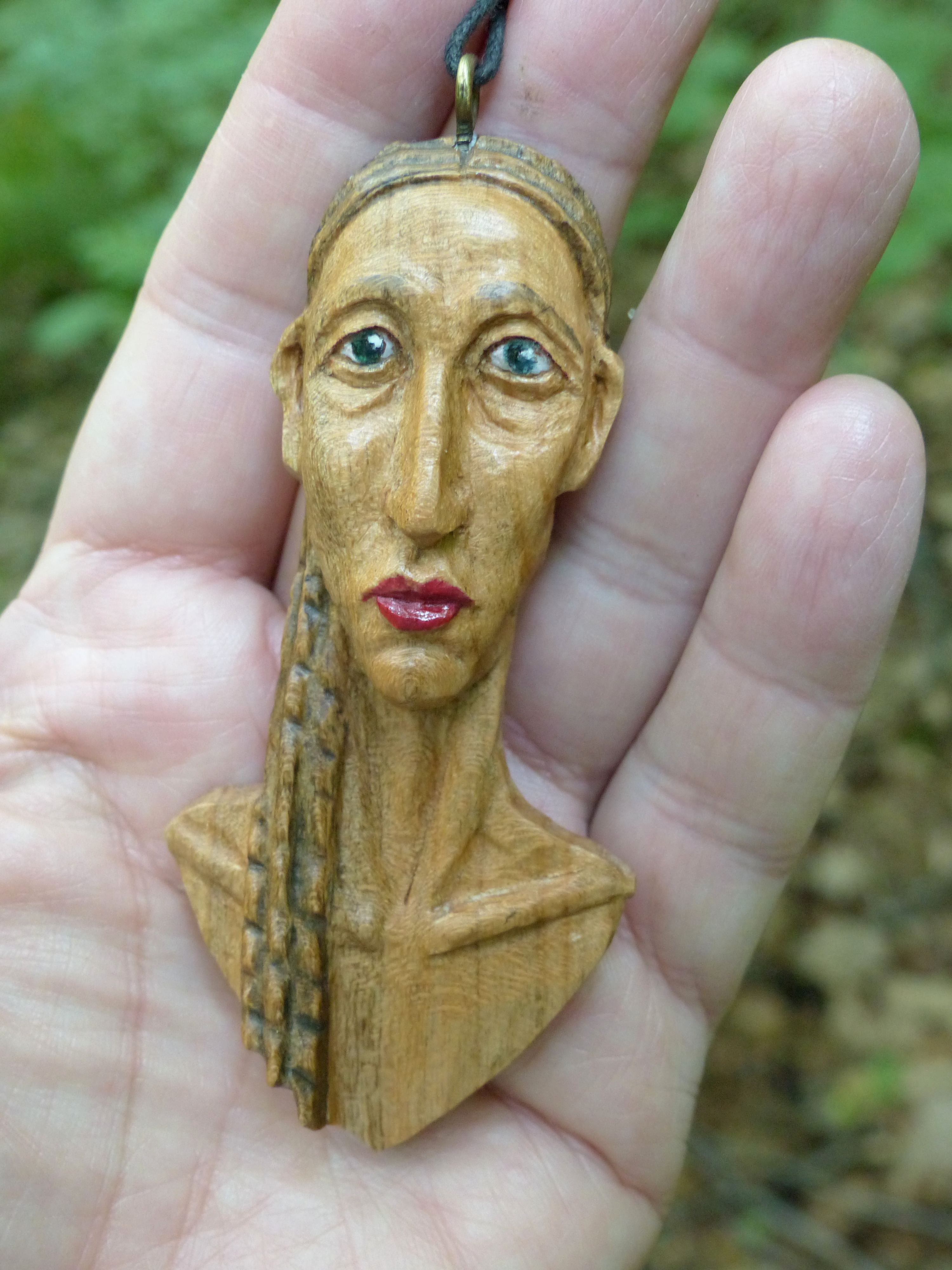 Lady of the Braid - wooden pendant